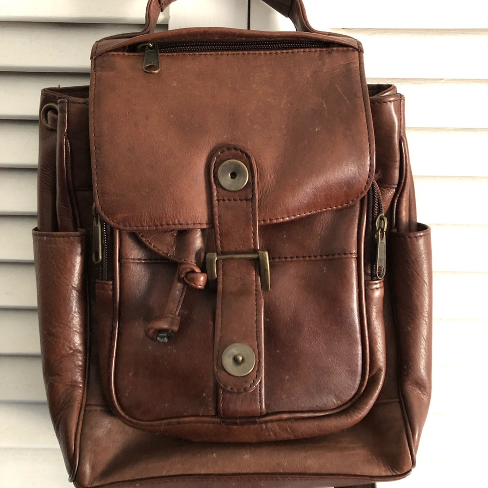 Brown Leather Backpack - image 3